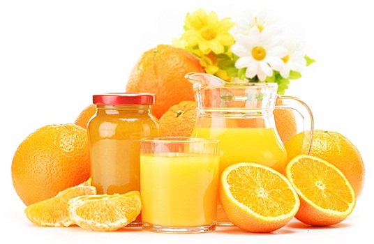 玻璃杯,罐,橙汁,果酱,水果