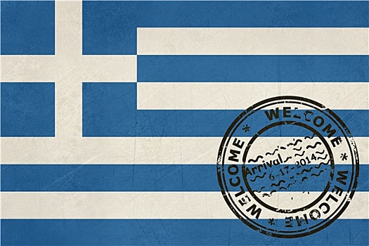 欢迎,希腊,旗帜,护照