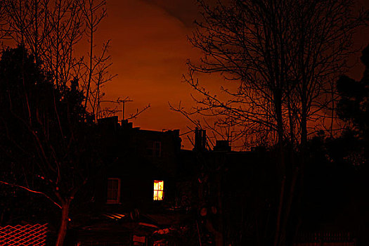 孤单,灯,照亮,排列,房子,公园,道路,伦敦,英国