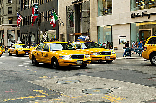 著名,纽约,黄色出租车,出租车,动态