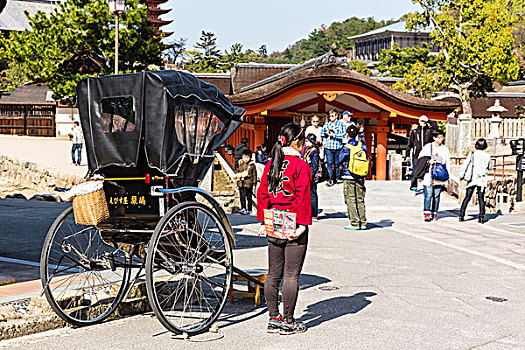 人力车,严岛神社,神社,世界遗产,岛屿,宫岛,区域,广岛,本州,日本