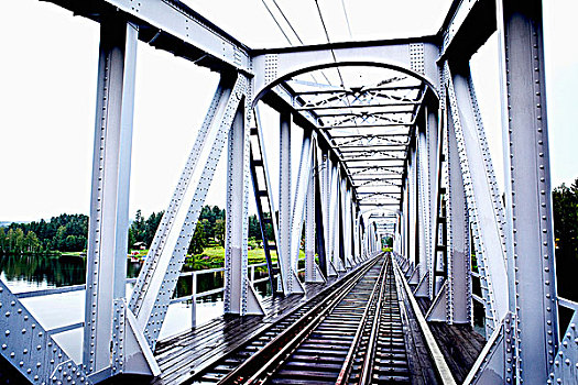 铁轨,桥,上方,河,瑞典