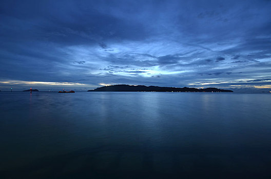 日落,风景,哥达基纳巴卢,沙巴