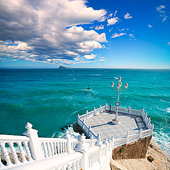 贝尼多姆,海洋,白色,栏杆,阿利坎特,西班牙