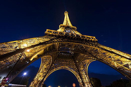 光亮,埃菲尔铁塔,夜晚,旅游,巴黎,法兰西岛,法国,欧洲,重要,码头
