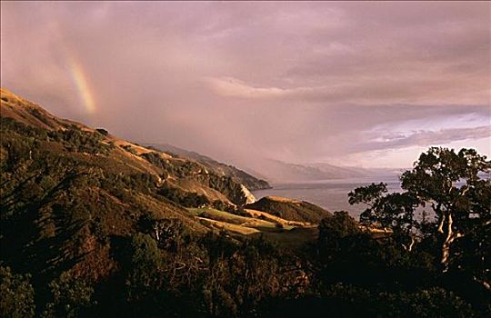 加利福尼亚,大,海岸,日落,美景,彩虹