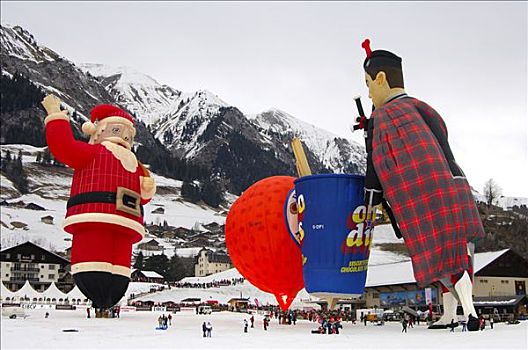 热气球,特别,形态,左边,右边,巧克力,飞,气球,节日,城堡,瑞士,欧洲
