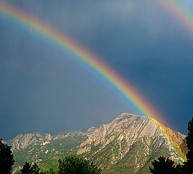 一对,彩虹,上方,攀升,区域,瓦沙奇山,国家森林,盐湖城,犹他