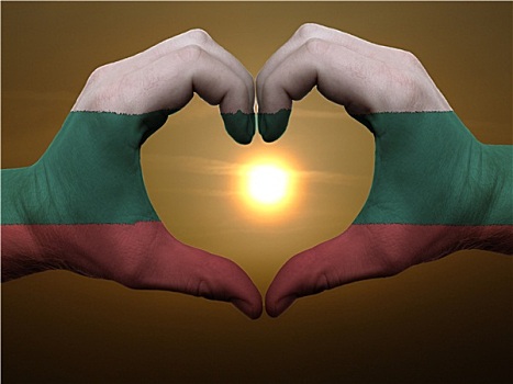 心形,喜爱,手势,彩色,保加利亚,旗帜