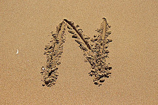 沙滩手写字母字体