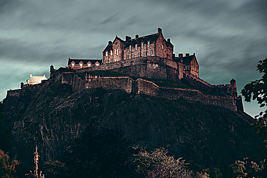 爱丁堡城堡,喷泉,著名,城市,地标,英国