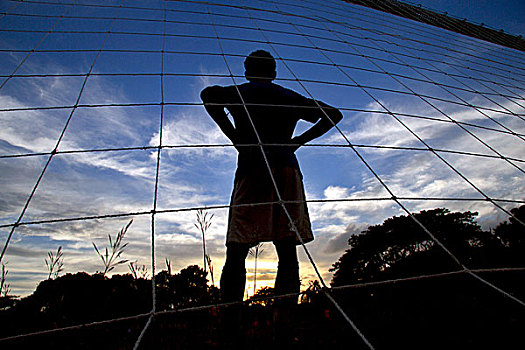 守门员,足球比赛,地区,达卡,分开,孟加拉,足球,流行,乡村,市区,十月,2008年