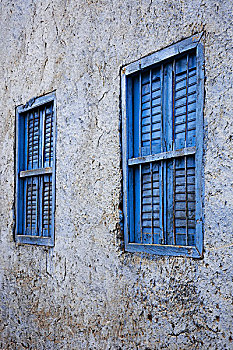 一对,蓝色,窗户,小路,户外,路克索神庙,埃及