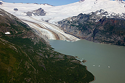 冰河,展示,结冰,湖,阿拉斯加