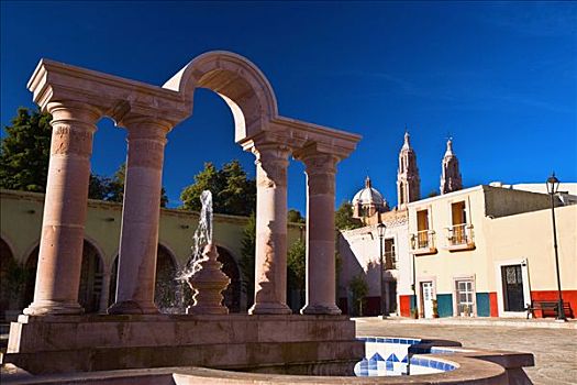 喷泉,正面,建筑,萨卡特卡斯,墨西哥