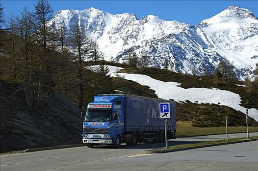 卡车,交通,山,瓦莱,瑞士