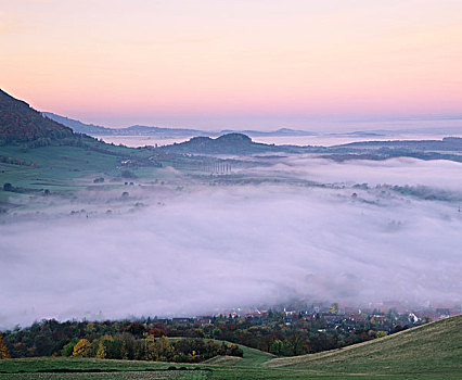 早,早晨,雾气,靠近,巴登符腾堡,德国,欧洲