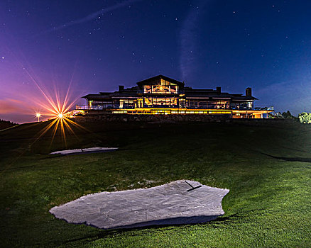 高尔夫球场,光亮,建筑,背景
