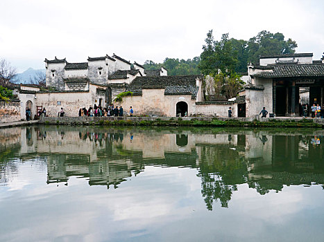 乡村,月牙状,水池,中国