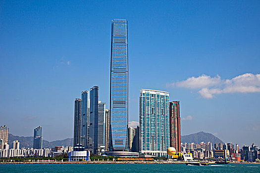 摩天大楼,水岸,国际贸易,中心,西部,九龙,香港,中国