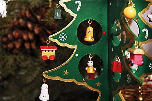 圣诞节,场景,特写,木质,圣诞树饰