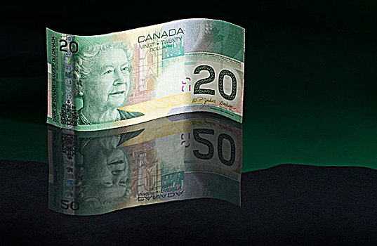 加拿大货币,倒影