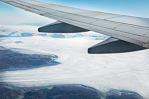喷气式飞机,机翼,靠近,西格陵兰