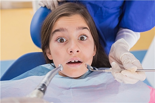 牙医,牙医助手,检查,恐惧,孩子,病人