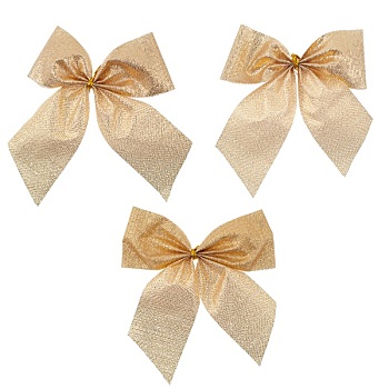 三个,礼物,金色,丝带,蝴蝶结