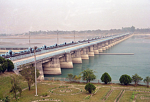 铁,结构,拦河坝,上方,气势,河,东北方,孟加拉,只有,亮光,交通工具,速度,道路