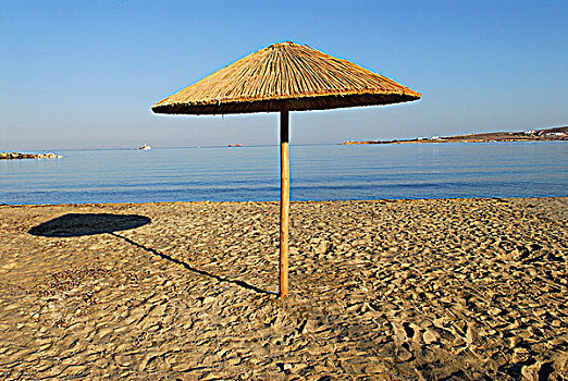 希腊,基克拉迪群岛,帕罗斯岛,岛屿,遮阳伞,海滩