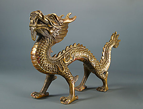 中国,龙,雕塑,铜