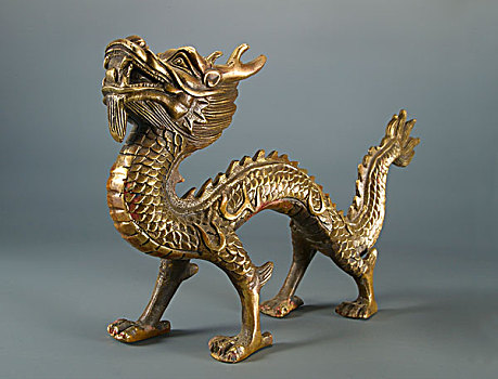 中國,龍,雕塑,銅