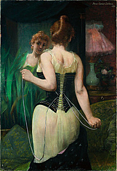 美女,调整,束身内衣,1893年,艺术家