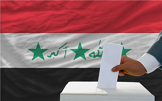 男人,投票,选举,伊拉克,正面,旗帜