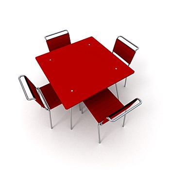 桌子,椅子,红色