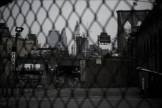 线,栅栏,停车位,布鲁克林,纽约,美国