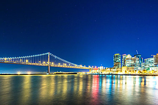市区,旧金山,靠近,海湾大桥,夜晚