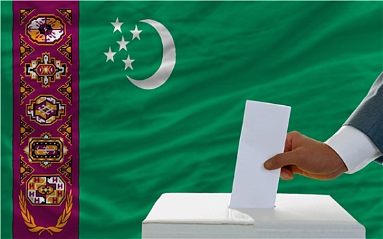男人,投票,选举,土库曼斯坦,正面,旗帜