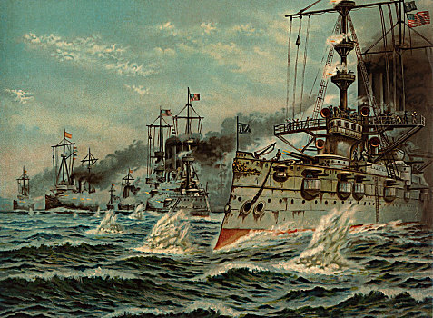 海战,古巴圣地亚哥,1898年,海军,西班牙,美国