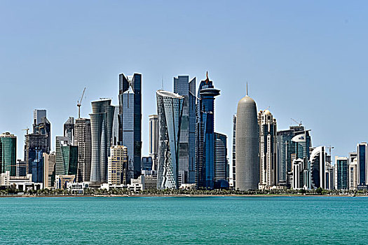摩天大楼,天际线,多哈,卡塔尔,亚洲