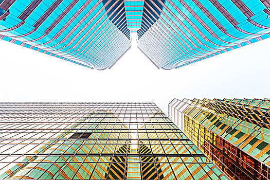 现代,玻璃,剪影,摩天大楼,城市