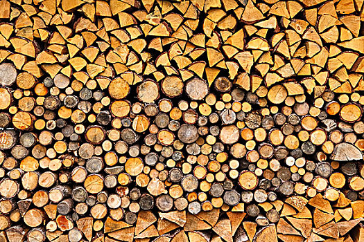 堆,木头,原木,就绪,冬天