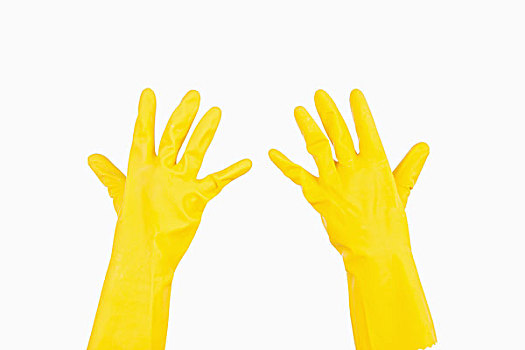 黄色,橡胶手套