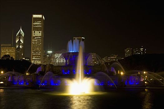 喷泉,城市,白金汉喷泉,格兰特公园,芝加哥,伊利诺斯,美国