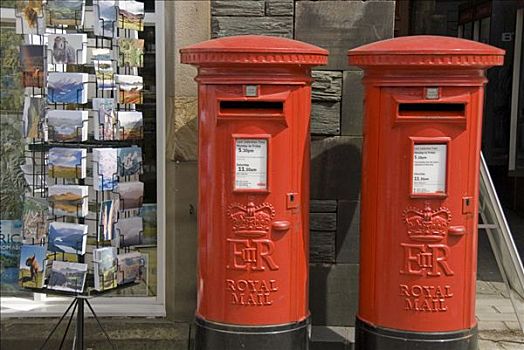 两个,英文,邮箱,明信片,站立,湖区,坎布里亚,北方,英格兰,英国,欧洲