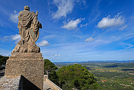 僧侣,雕塑,正面,圣萨尔瓦多,萨尔瓦多,马略卡岛,巴利阿里群岛,西班牙