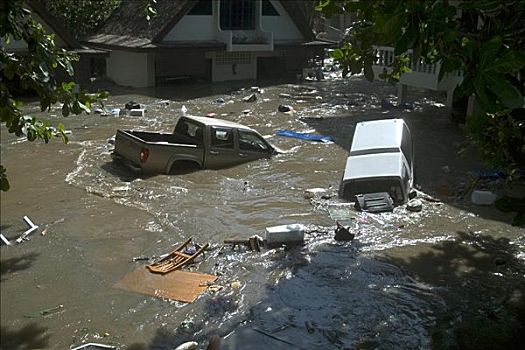 泰国,普吉岛,街道,洪水,水,海啸