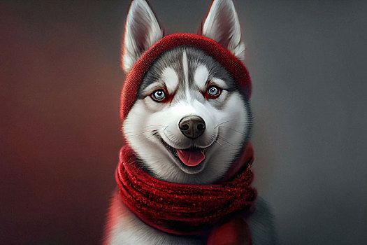 圣诞装扮的狗狗