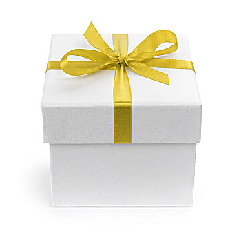 白色,礼品包装纸,盒子,黄色,丝带,蝴蝶结,隔绝,白色背景